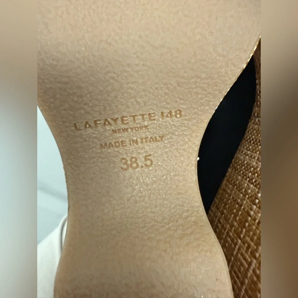 Lafayette 148 Neoprene And Raffia Platform Sandal Size 38.5 Summer Contemporary